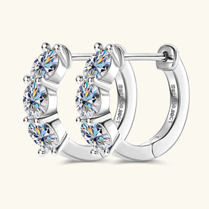 Certified 0.75 Ct.TW Round Brilliant VVS Three Diamond Hoop Earrings