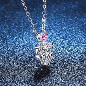 Certified 1.0 Ctw Heart Brilliant VVS Lab Diamond Pink Pendant Necklace