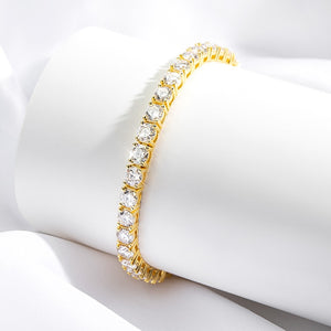 Certified Round Brilliant VVS Diamond Tennis Bracelet 18K Yellow Gold