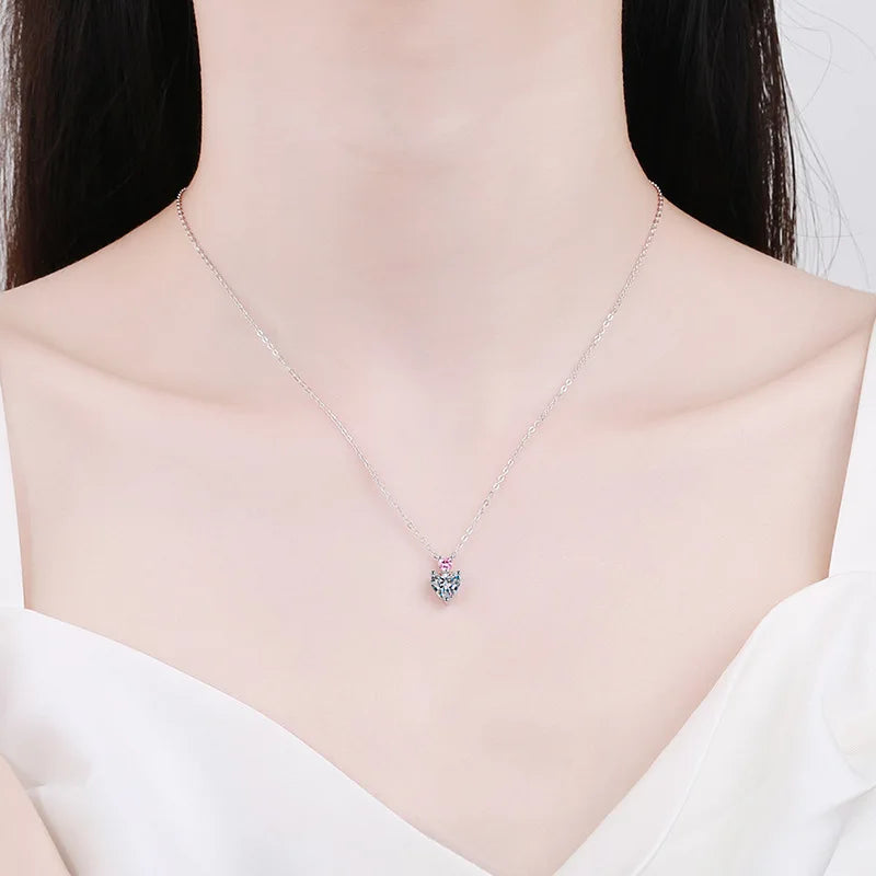 Certified 1.0 Ctw Heart Brilliant VVS Lab Diamond Pink Pendant Necklace