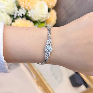 Certified 2.0 Ctw Round Brilliant VVS Halo Diamond Lotus SunFlower Bracelets