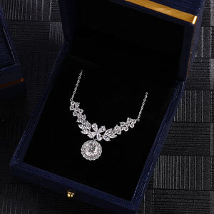 Certified 2.0 Ctw Round Brilliant VVS Camellia Lotus Flower Diamond Charms Pendant Necklaces