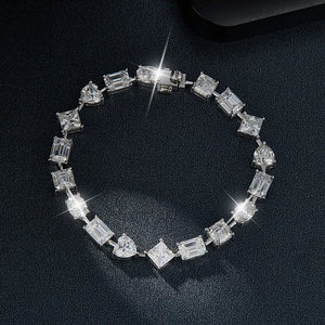 Certified 18 Ct.TW Irregular Brilliant VVS/D Diamond Glace Cocktail Chain Bracelet in 18K White Gold