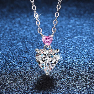 Certified 1.0 Ctw Heart Brilliant VVS Lab Diamond Pink Pendant Necklace