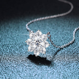 Certified 3.0 Ctw Round Brilliant VVS Lotus Flower Diamond Pendant Necklace in 18K White Gold