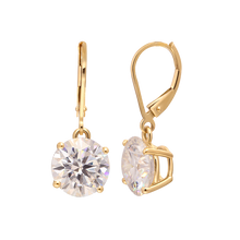 Load image into Gallery viewer, Certified 2.0 Ctw Round Brilliant VVS 4Claw Diamond Solitaire Drop Earrings in Pure Solid 18K Yellow Gold