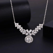 Load image into Gallery viewer, Certified 2.0 Ctw Round Brilliant VVS Camellia Lotus Flower Diamond Charms Pendant Necklaces