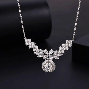 Certified 2.0 Ctw Round Brilliant VVS Camellia Lotus Flower Diamond Charms Pendant Necklaces