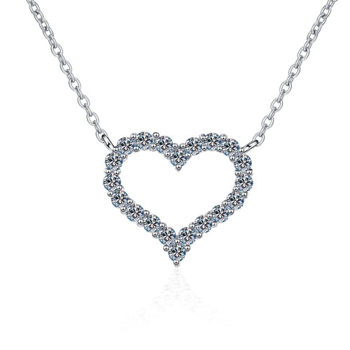 Certified 2.0 Ctw Round Brilliant VVS Lab-Created Eternity Heart Love Connected Diamond Pendant Necklace in 18K White Gold