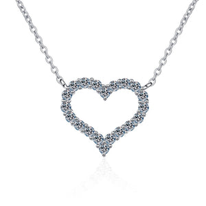 Certified 2.0 Ctw Round Brilliant VVS Lab-Created Eternity Heart Love Connected Diamond Pendant Necklace in 18K White Gold