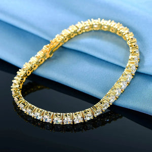 Certified Round Brilliant VVS Diamond Tennis Bracelet 18K Yellow Gold