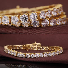 Load image into Gallery viewer, Certified Round Brilliant VVS Diamond Tennis Bracelet 18K Yellow Gold