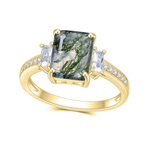 Load image into Gallery viewer, Certified 2.38 Ct.TW Moss Agate Emerald Brilliant Three Dimension Halo Diamond-Fire Engagement Ring