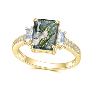 Certified 2.38 Ct.TW Moss Agate Emerald Brilliant Three Dimension Halo Diamond-Fire Engagement Ring