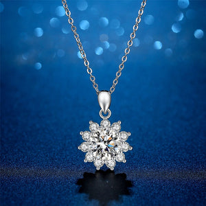 Certified 2.0 Ct.TW Round Brilliant VVS Sparkly Lotus Diamond Pendant Necklace in 14K White Gold