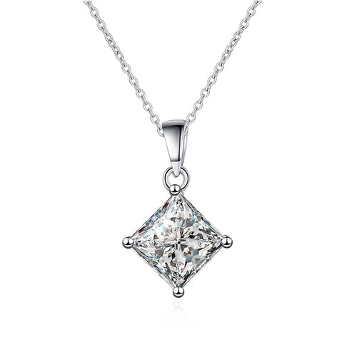 Certified 2.0 Ctw Princess Brilliant VVS Lab Created Diamond Pendant Necklace