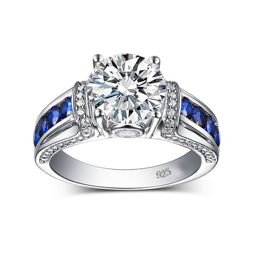 Certified 3.0 Ctw Round Brilliant VVS Shinny Solitaire Sunburst Diamond Promise Ring in 14K White Gold