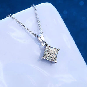 Certified 2.0 Ctw Princess Brilliant VVS Lab Created Diamond Pendant Necklace