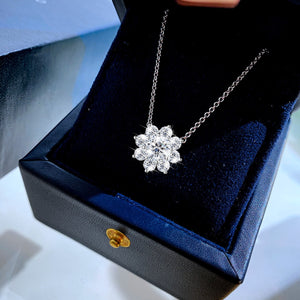 Certified 3.0 Ctw Round Brilliant VVS Lotus Flower Diamond Pendant Necklace in 18K White Gold