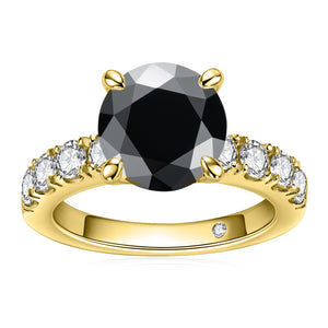 Certified 4.3 Ctw Round Black Brilliant Lab Created Diamond Halo Wedding Ring in 18K Yellow Gold