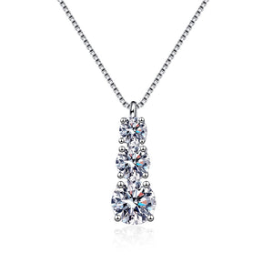 Certified 1.8 Ctw Round Brilliant VVS Three Diamond Accented Pendant Necklace