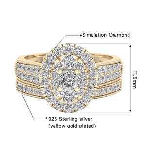 Certified Classic Oval Gemstone 5A+ VVS Lab Created Solitaire Sparkling Engagement Ring in 14K Yellow Gold