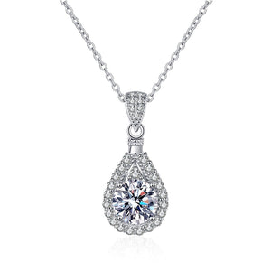 Certified 2.0 Ctw Round Brilliant VVS Lab Diamond Accents Tear Drop Pendant Necklace