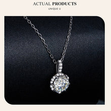 Load image into Gallery viewer, Certified 1.0 Ctw Round Brilliant VVS GEM Lab Created Diamond 6Prong Lotus Sun Flower Pendant Necklace