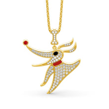 Load image into Gallery viewer, Certified 2.0 Ctw Round Brilliant VVS Red Ruby Creative Diamond Pendant Necklace