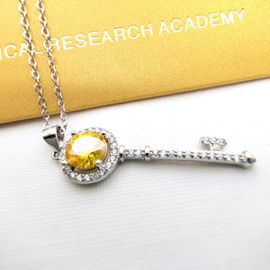 Certified 1.0 Ctw Round Brilliant VVS GEM Sparking Diamond Key Pendant Necklace