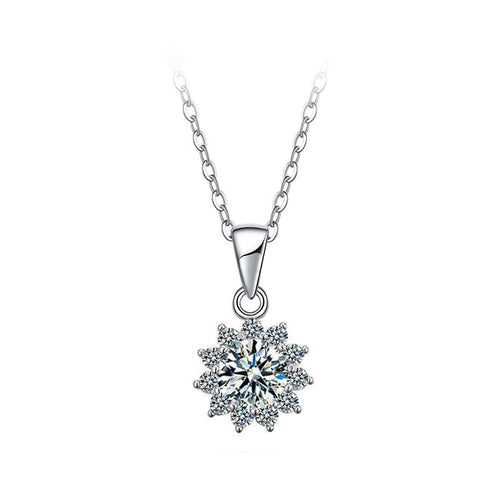 Certified 2.0 Ct.TW Round Brilliant VVS Sparkly Lotus Diamond Pendant Necklace in 14K White Gold