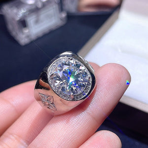 Certified 5.0 Ctw Round Brilliant VVS GEM Lab Diamond Halo Exclusive Men Engagement Ring