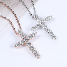 Load image into Gallery viewer, Certified 1.2 Ctw Round Brilliant VVS Cross Diamond Pendant Necklace