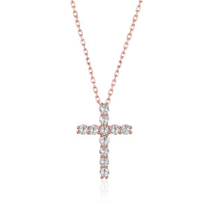 Certified 1.2 Ctw Round Brilliant VVS Cross Diamond Pendant Necklace