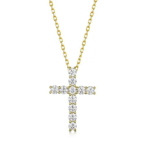 Certified 1.2 Ctw Round Brilliant VVS Cross Diamond Pendant Necklace