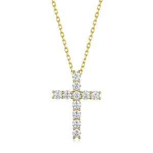 Certified 1.2 Ctw Round Brilliant VVS Cross Diamond Pendant Necklace