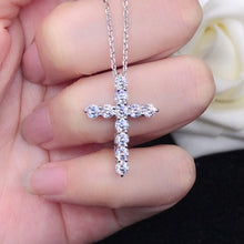 Load image into Gallery viewer, Certified 1.2 Ctw Round Brilliant VVS Cross Diamond Pendant Necklace