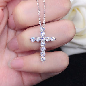 Certified 1.2 Ctw Round Brilliant VVS Cross Diamond Pendant Necklace