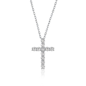 Certified 1.2 Ctw Round Brilliant VVS Cross Diamond Pendant Necklace