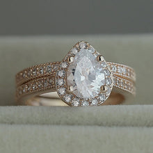 Load image into Gallery viewer, Elegant 1.55 Ctw Pear Shaped Micro Paved Natural Gemstone Halo Ring