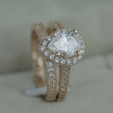 Load image into Gallery viewer, Elegant 1.55 Ctw Pear Shaped Micro Paved Natural Gemstone Halo Ring