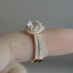 Elegant 1.55 Ctw Pear Shaped Micro Paved Natural Gemstone Halo Ring